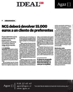 Ideal - NCG deberá devolver 55.000 euros a un cliente de preferentes